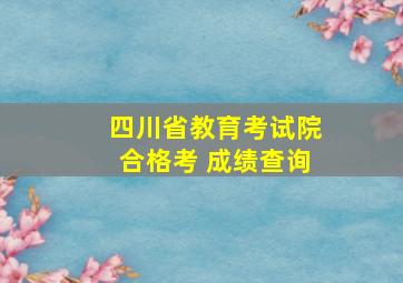 四川省教育考试院合格考 成绩查询